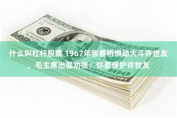 什么叫杠杆股票 1967年张春桥煽动大斗许世友，毛主席出面劝张：你要保护许世友